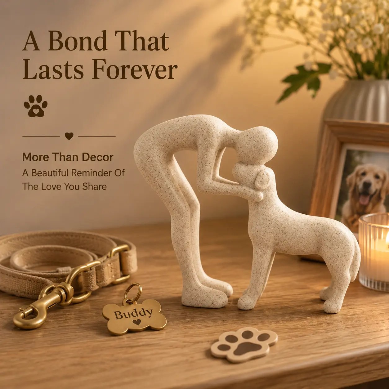 ⭐Handmade Abstract Person and Dog Figurine 🐕❤️