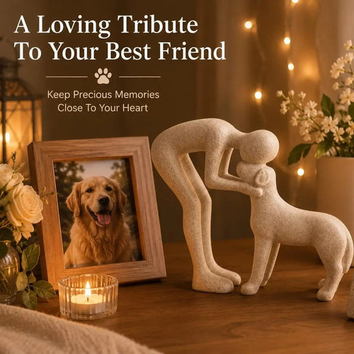 ⭐Handmade Abstract Person and Dog Figurine 🐕❤️