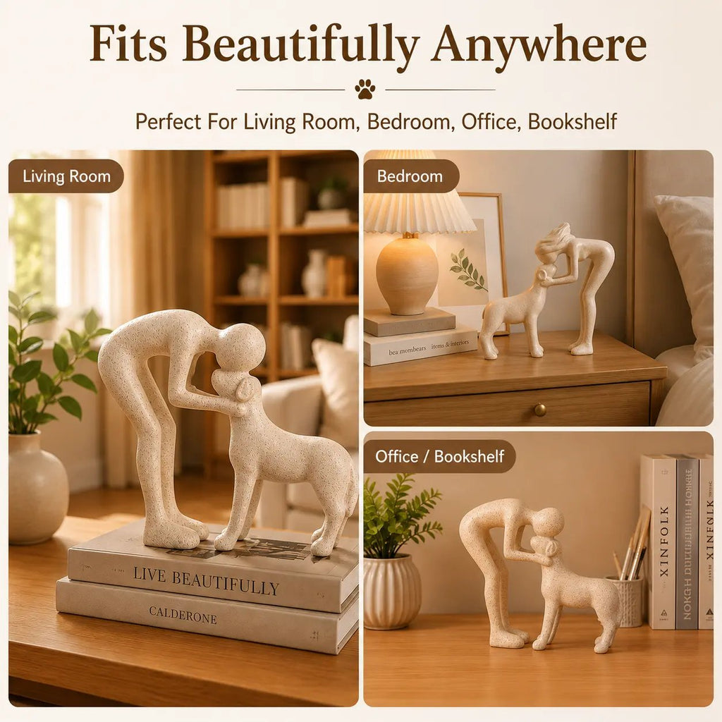 ⭐Handmade Abstract Person and Dog Figurine 🐕❤️