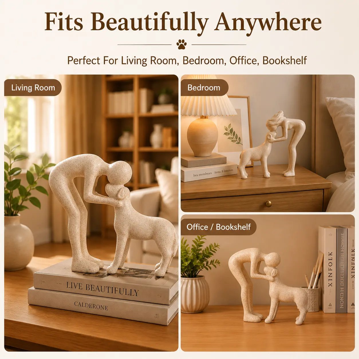 ⭐Handmade Abstract Person and Dog Figurine 🐕❤️