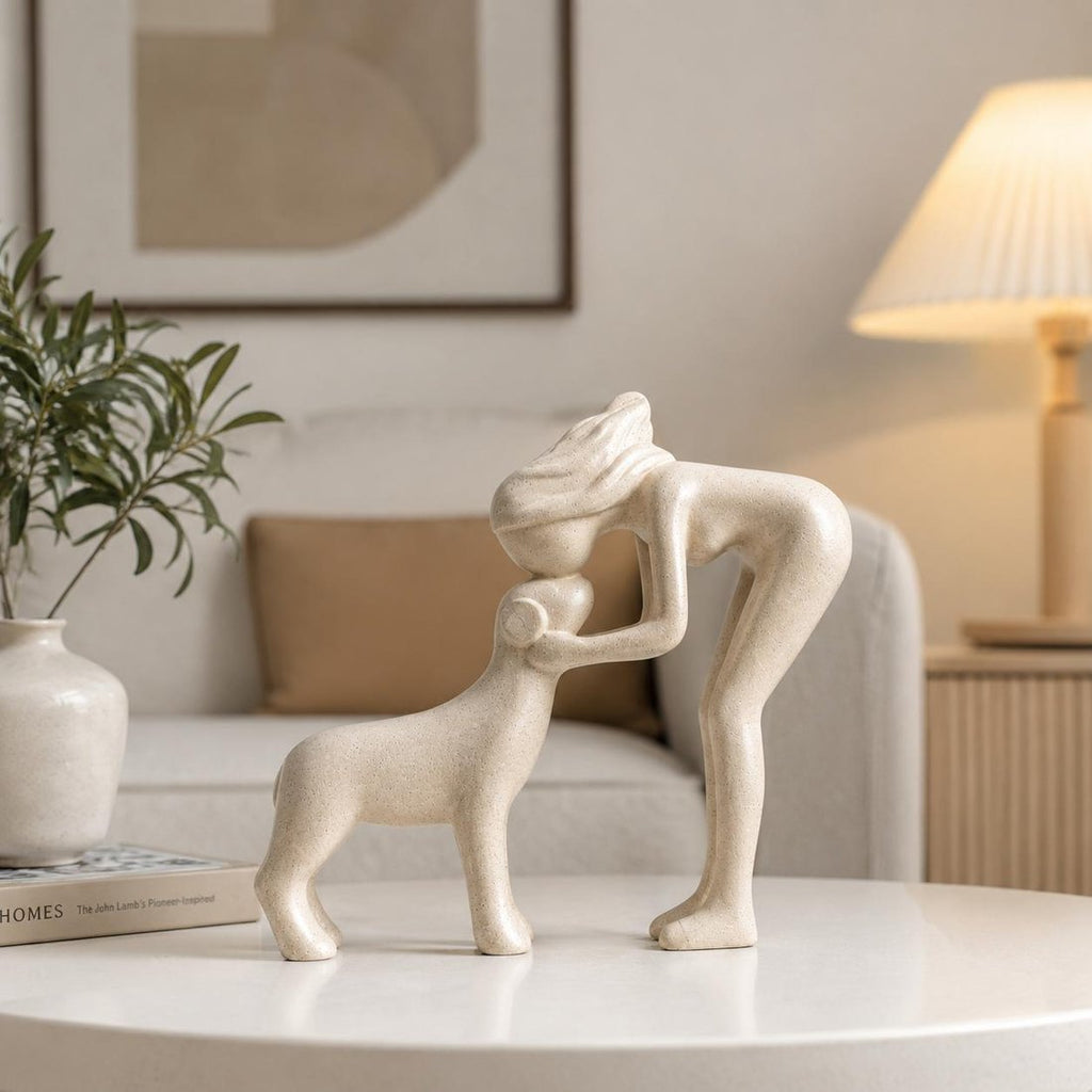 ⭐Handmade Abstract Person and Dog Figurine 🐕❤️